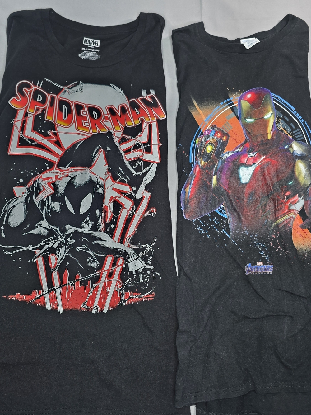 Marvel Spider-Man Iron Man Avengers Endgame Graphic T-Shirts Men's 3XL Lot of 2
